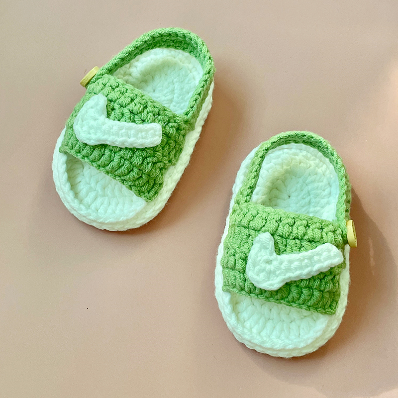 Baby Shoes for Summer, 0-3-6 Months, Newborn Handmade Knitted Wool Shoes, Full-Month Baby Sandals with Soft Soles