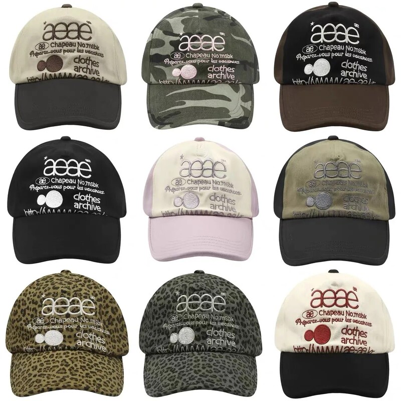 Korean Celebrity Style Embroidered Letter Camouflage Baseball Cap Washed Vintage Sunshade Hat for Men and Women