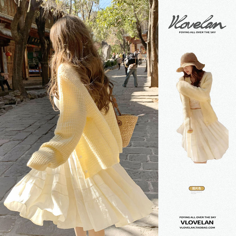 French-Style Lazy Yellow Knitted Cardigan for Women, New Spring Style, Gentle and Stylish, Loose, Unique and Beautiful Sweater Trend