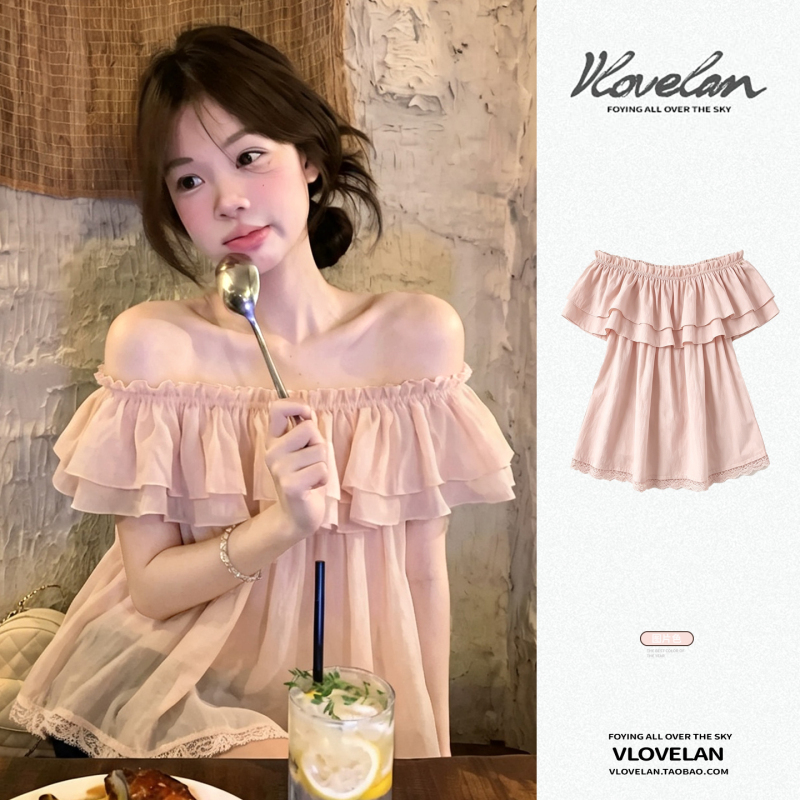 Sweet Pink Ruffled Lace Babydoll Top for Women, Unique and Beautiful, Great-Looking Off-Shoulder Sleeveless Top for Summer Sweet Pink Ruffled Lace Babydoll Top for Women, Unique and Beautiful, Great-Looking Off-Shoulder Sleeveless Top for Summer