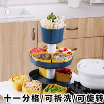 Rotating hotpot pan double layer Dogg fruit pan Hot Pot Vegetable Parquet Multifunction Home Wash Vegetable Drain Basket Multilayer
