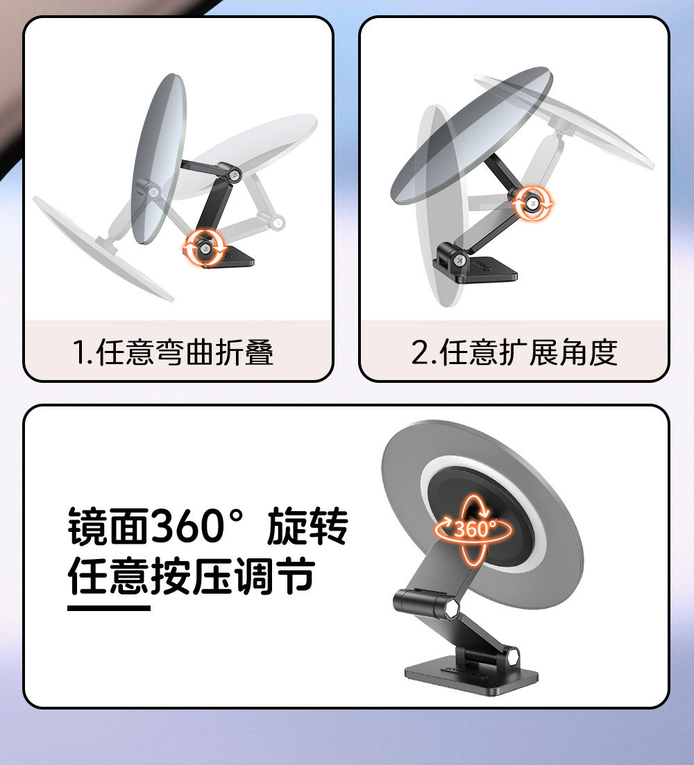 360 ° Wide-Angle Blind Spot-Free Tricycle Rearview Mirror, Suction Cup Type Convex Reversing Mirror, Large Field of View Reflector, Universal