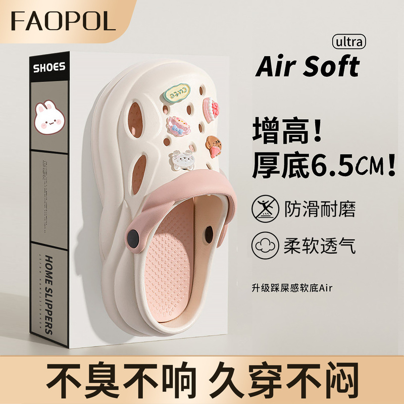 Faopol Clogs for Women, Summer Cartoon Decoration, Height-Increasing, Non-Slip, Closed-Toe Sandals, Outdoor Slippers Faopol Clogs for Women, Summer Cartoon Decoration, Height-Increasing, Non-Slip, Closed-Toe Sandals, Outdoor Slippers