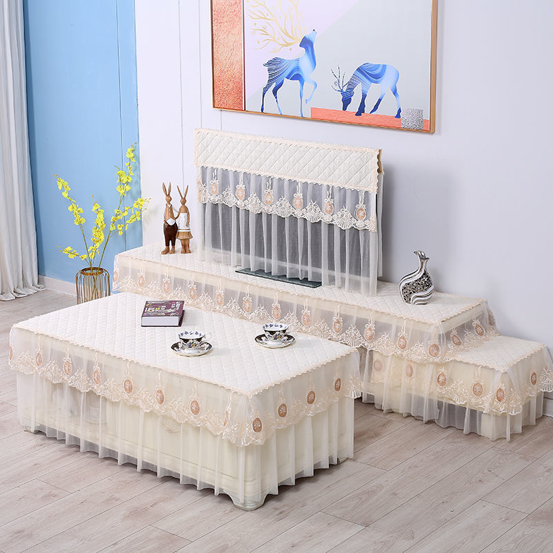 TV TV cabinet Dust cover integrated whole set of tea table cloth TV sets High and low cabinet suit cloth Crafts Lace