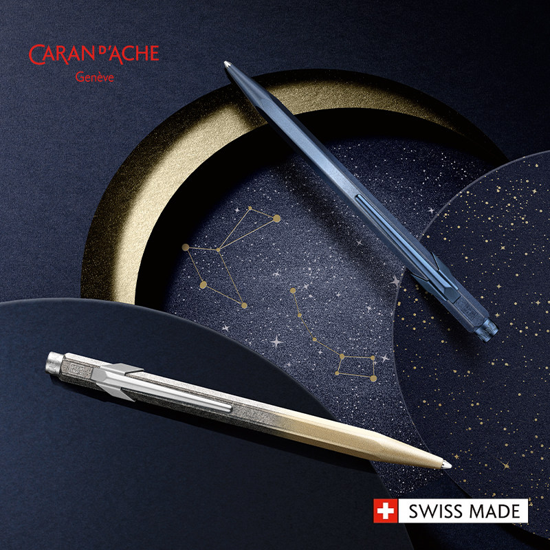 Caran D'Ache Christmas Limited Edition Cosmic Blue Series Swiss Imported 849 Ballpoint Pen Signature Pen for Men and Women Students Writing Practice Pen Gift for Teachers High-End Gift Box