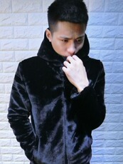 Меховая одежда 新款男士彷貂毛绒皮草外套大衣加厚连帽大衣精神社会小伙网红