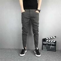 Net red with the same black Korean version Trend mental society little guys 90% pants mens fall small feet black fashion pants men