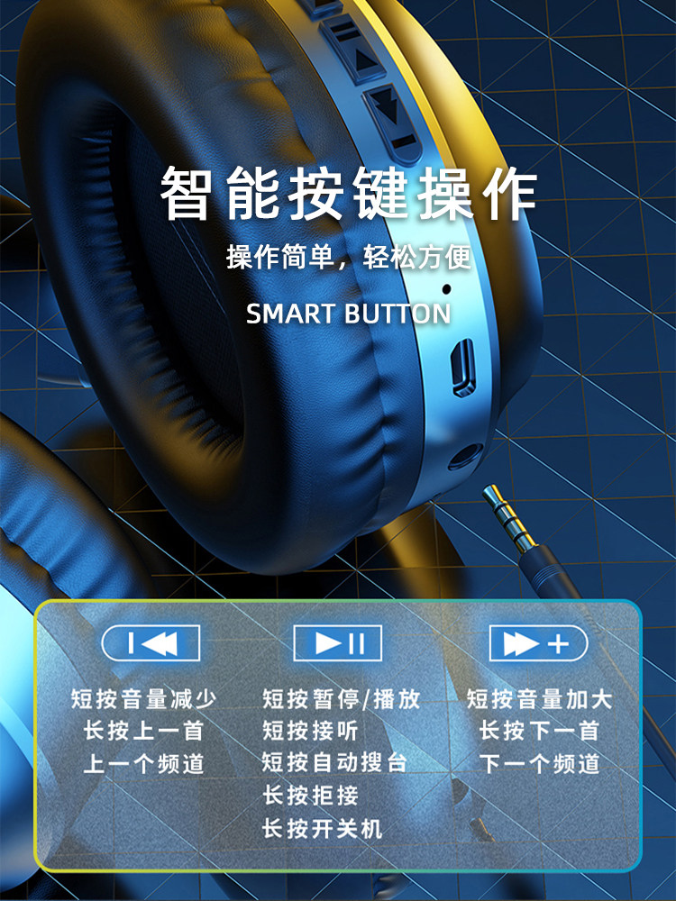 Suitable for Sony and Apple Wireless Headphones, Over-Ear Noise-Canceling Bluetooth Sports Gaming Computer Headset, Retro Style