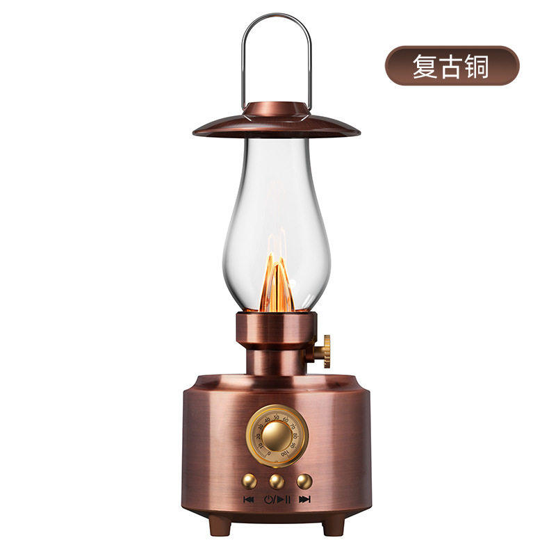 Bluetooth Speaker New Retro Kerosene Lamp Fm Radio USB Card Night Light Audio Outdoor Portable