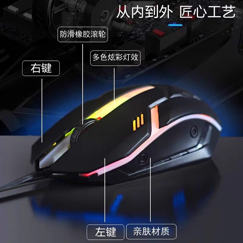Wired USB Luminous Mechanical Gaming Mouse for Home Use, Suitable for Office, Laptop, Desktop, Universal for Cf Games and Lol