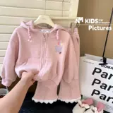 Весенний детский комплект, толстовка с капюшоном, осенние спортивные весенние штаны для девочек, детская одежда