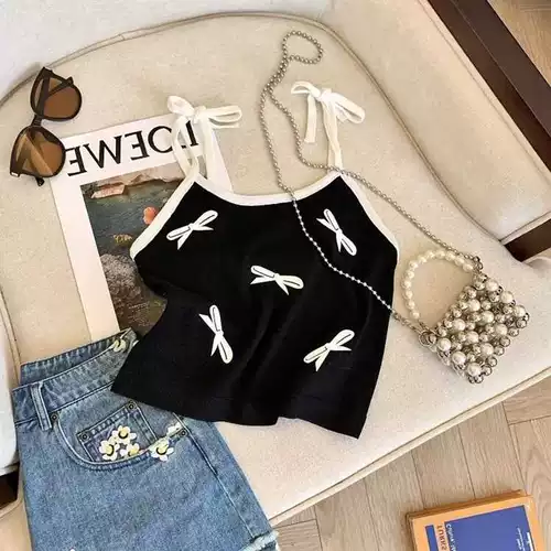 Летний топ с чашечками с бантиком для девочек, летняя одежда без рукавов, детская футболка, популярно в интернете, детская одежда