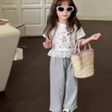 Летняя футболка с коротким рукавом для девочек, кружевная мультяшная детская летняя одежда, в западном стиле, детская одежда