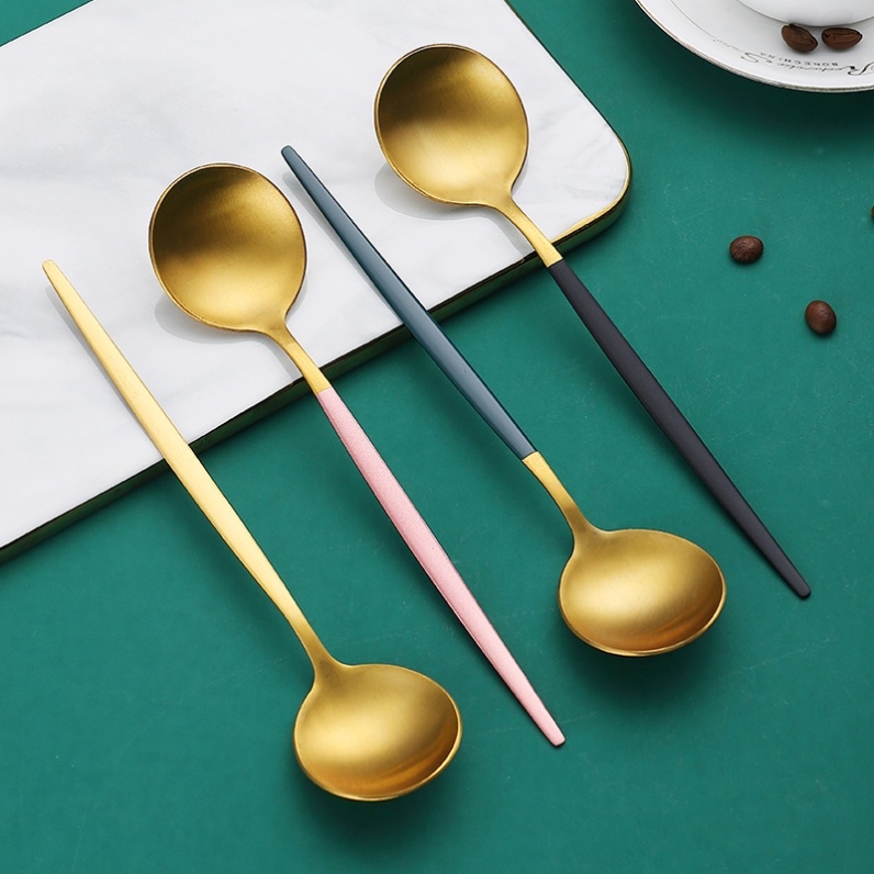 Spoons Stainless Steel Home Premium Korean Style Small Exquisite Nice Girls Cute Long Handle Meal Watermelon ins Style