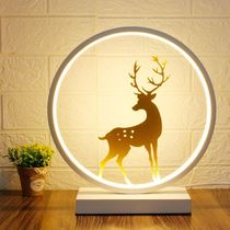 Postmodern cartoon LED circle table lamp bedroom light book house lamp cirque bed head lamp net red desktop