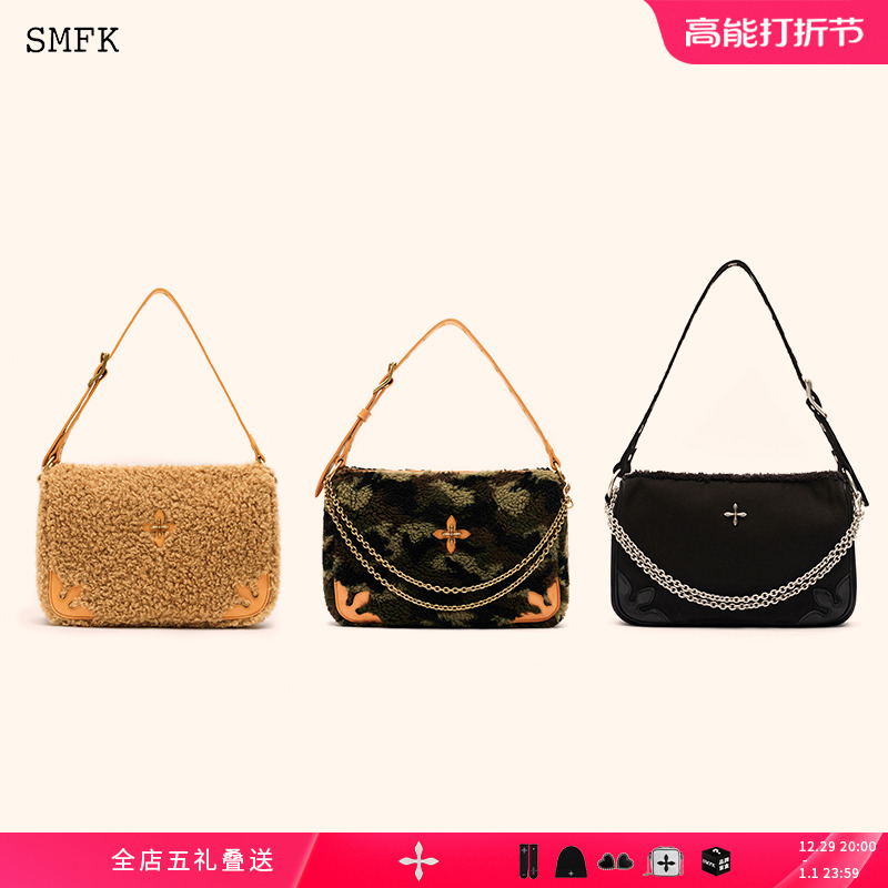 SMFK Classic Kitty big cat pack B0004B2 FR CM Cross flower retro cow leather handbag-Taobao