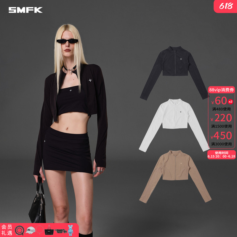 Smfk Focuses on Fitness Short Jackets Sfg02B/W/K Sports Casual Short Zipper Thin Jacket in Three Colors Smfk Focuses on Fitness Short Jackets Sfg02B/W/K Sports Casual Short Zipper Thin Jacket in Three Colors