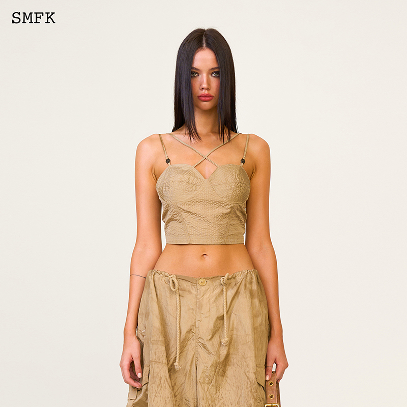 Smfk Golden Snake Hunting Quilted Camisole Utk20G New Chinese Style Workwear Short Top for Outerwear or Layering Slim Fit Vest for Women Smfk Golden Snake Hunting Quilted Camisole Utk20G New Chinese Style Workwear Short Top for Outerwear or Layering Slim Fit Vest for Women