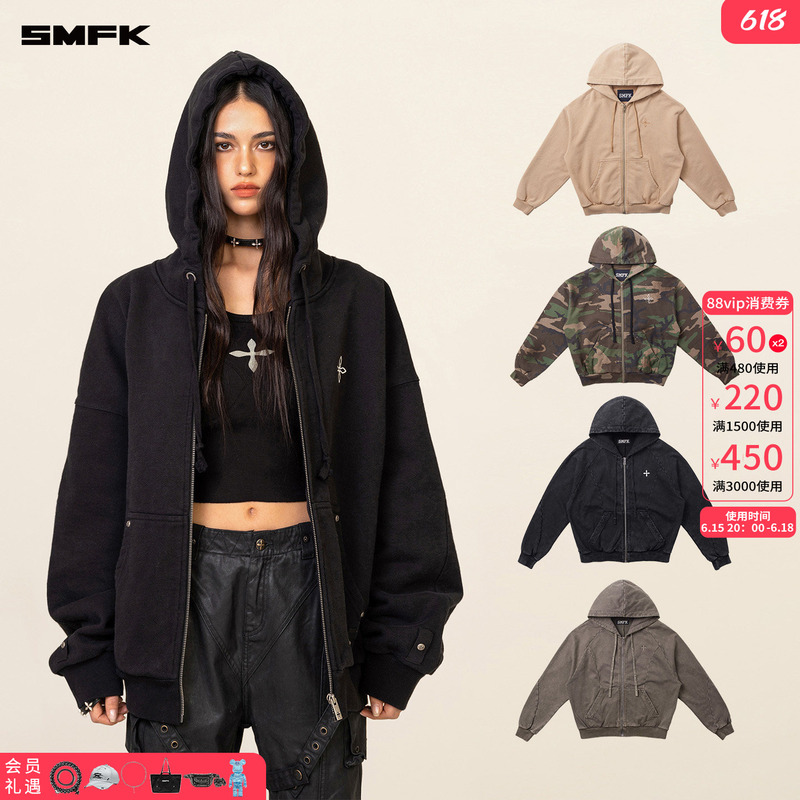 Smfk Cross Flower Classic Zipper Hoodie Ch005B1 Star Same Style Hooded Sweatshirt Jacket Cardigan Spring Smfk Cross Flower Classic Zipper Hoodie Ch005B1 Star Same Style Hooded Sweatshirt Jacket Cardigan Spring