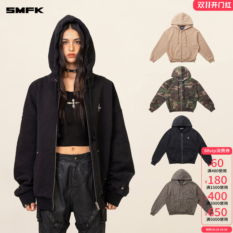 Smfk Cross Flower Classic Zipper Hoodie Ch005B1 Star Same Style Hooded Sweatshirt Jacket Cardigan Spring Smfk Cross Flower Classic Zipper Hoodie Ch005B1 Star Same Style Hooded Sweatshirt Jacket Cardigan Spring