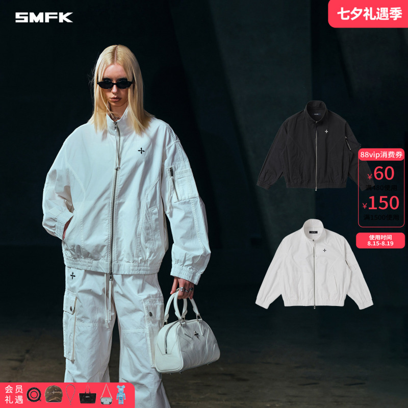 Smfk Annihilation Retro Training Jacket Cgv05B/W Workwear Wide-Fit Dyed Casual Sports Jacket for Spring and Autumn
