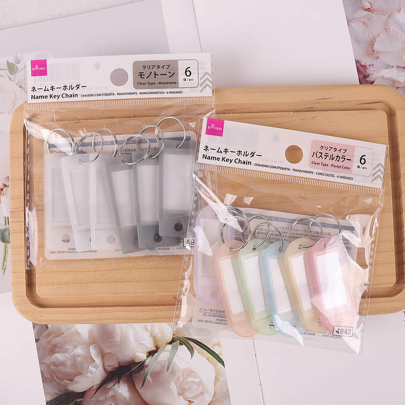 Japan's Daiso Macaron-Colored Transparent Key Tags Keychains Classification Labels Small Cards Hang Tags for Stationery Use Japan's Daiso Macaron-Colored Transparent Key Tags Keychains Classification Labels Small Cards Hang Tags for Stationery Use