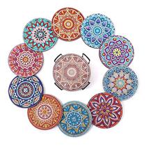10pcs Diamond Art Coasters With Holder Scratch-resist Wear-r