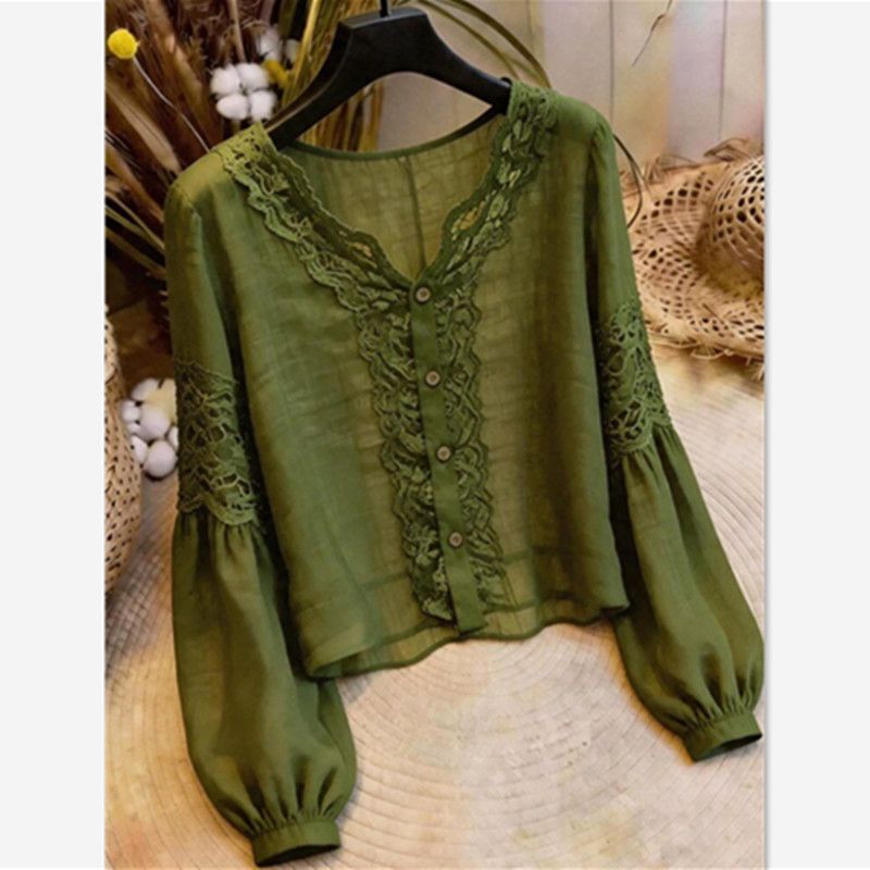Plus Size 150kg Stylish Green Lace-Trimmed Long-Sleeve Shirt for Men and Women, Early Autumn Versatile Slim-Fit Casual Workwear Top Plus Size 150kg Stylish Green Lace-Trimmed Long-Sleeve Shirt for Men and Women, Early Autumn Versatile Slim-Fit Casual Workwear Top