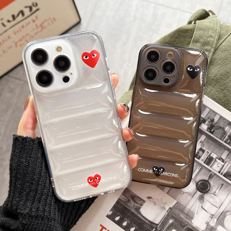 Comme des Garcons Red Heart Puffer Clear Silicone iPhone Case