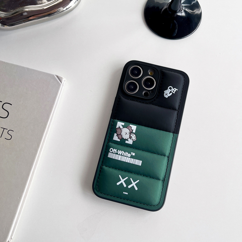 Green — KAWS OFF WHITE Puffy Puffer Down Jacket 15, 14, 13, 12 iPhone Case