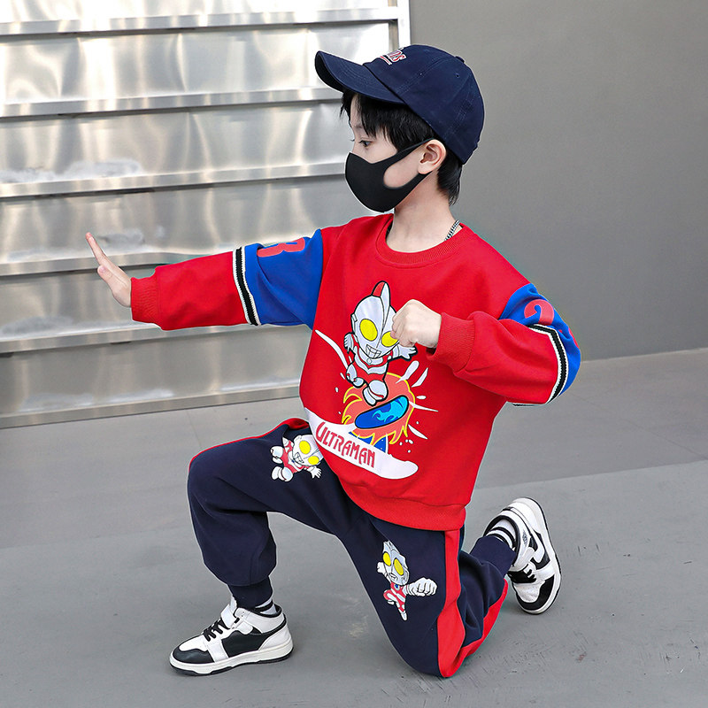 Boy autumn winter money Ottmann long sleeve sweatshirt suit 2023 new children Cavet two sets of children's clothes-Taobao