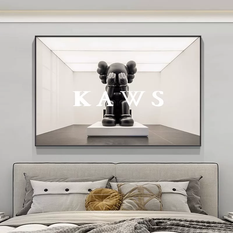 [kaws挂画 画暴力熊潮牌卧室床头现代简约装饰画 画高级感主卧房间]
