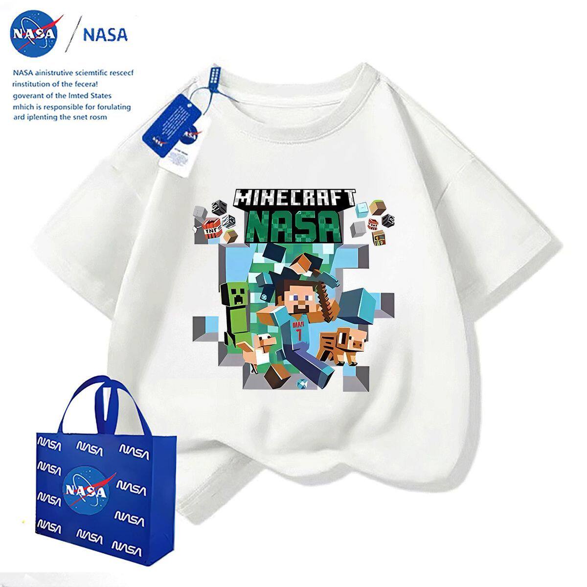 NASA联名我的世界夏季儿童短袖T恤时尚痞帅男童休闲运动半袖上衣 — 20