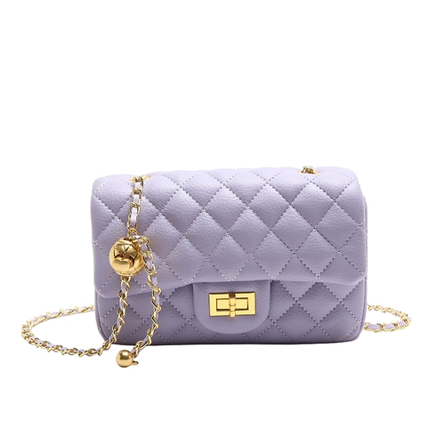 CHALIE&KOLSR Сиреневая цепь, сумка через плечо, из натуральной кожи, в стиле Шанель, на цепочке