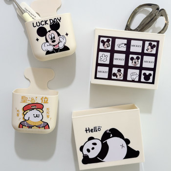 Cute cartoon mickey refrigerator magnetic absorption storage box without punching multifunctional wall hanging debris box kitchen magnetic stickers