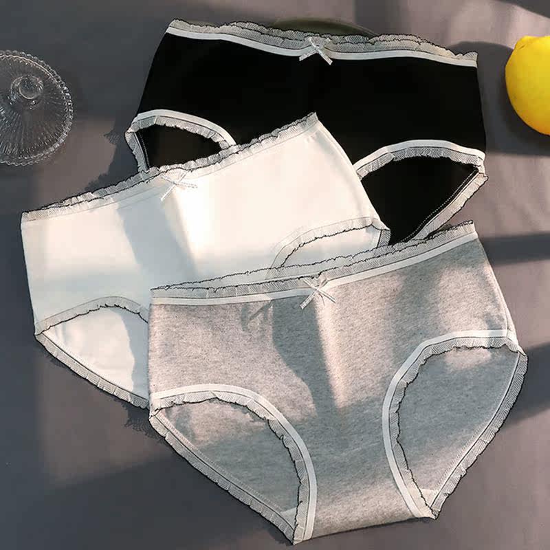 1 3 - plate girl Han - tai antibacterial middle - waist sexy hips lady triangle black and white gray