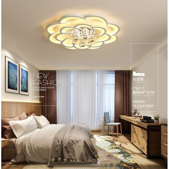 2022 new living room lamp simple modern atmosphere home light luxury round bedroom hall crystal led ceiling lamp