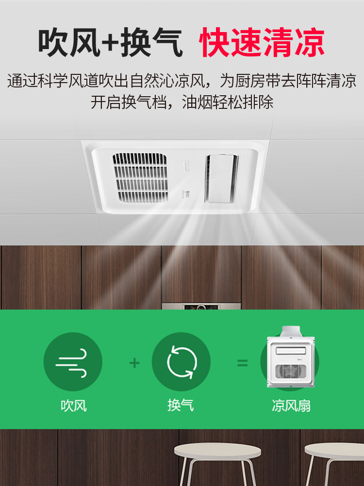 Bull Remote Control Cooling Fan for Kitchen, Embedded Cooling Fan for Bathroom, Integrated Ceiling Fan and Ventilation 2-in-1