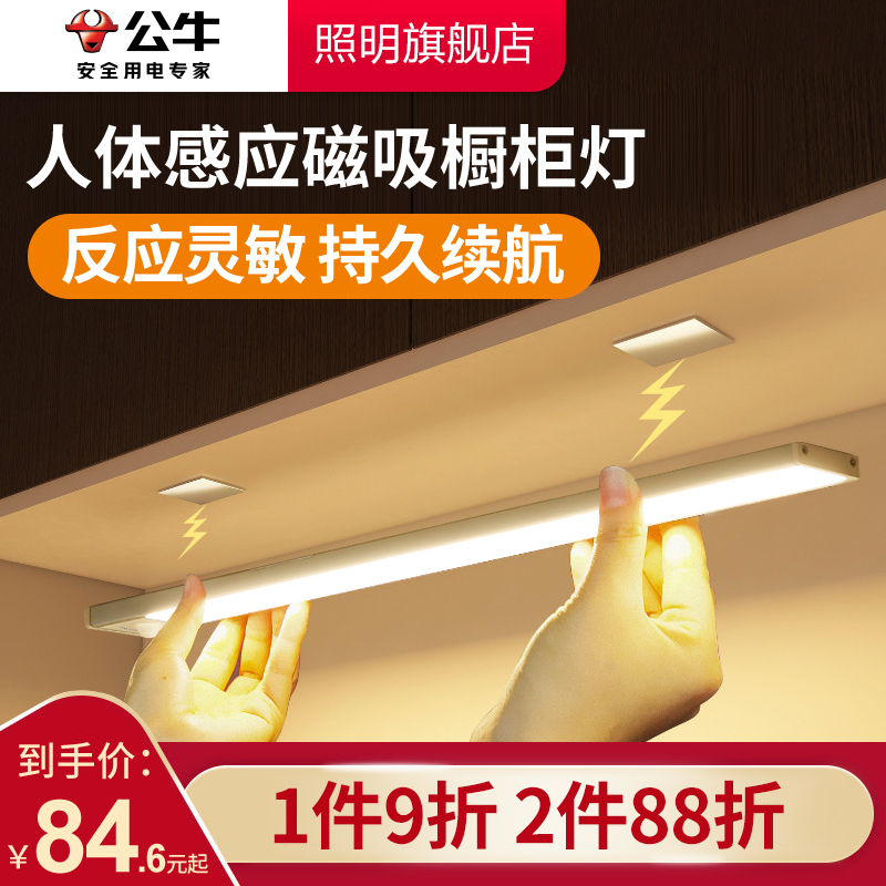 Bull Sensor Light Human Body Sensing Corridor Entrance Door Foyer Staircase Hallway Rechargeable Automatic Sensor Light Strip at Night