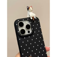 [Черный горошек в стиле ретро] ⭐Трехмерный кот ⭐Приятный к коже