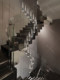 2026 new stairwell crystal chandelier minimalist small duplex building villa living room overhead spiral staircase long chandelier