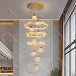 Villa Living Room Crystal Chandelier 2026 New Model for Open-Plan Duplex Staircase Lighting, Simple Modern Apartment Long Chandelier