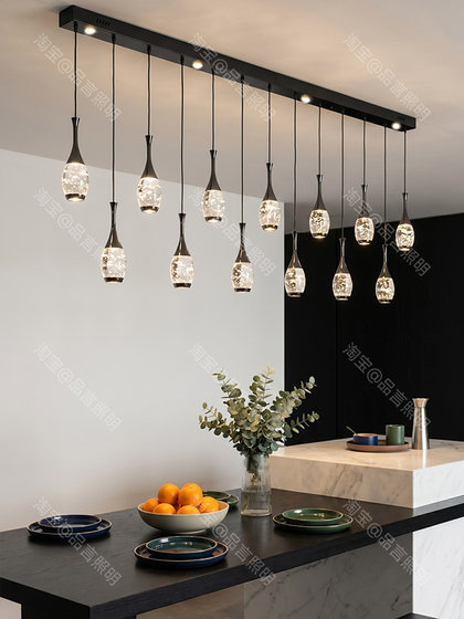 Light Luxury and High-End Restaurant Main Light 2026 New Model Bar Counter Linear Long Pendant Light Designer Dining Table Crystal Long Pendant Light