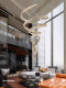 Villa Living Room with a Large Suspended Chandelier, Designer Light Luxury Art Staircase Chandelier, Duplex Building Crystal Chandelier