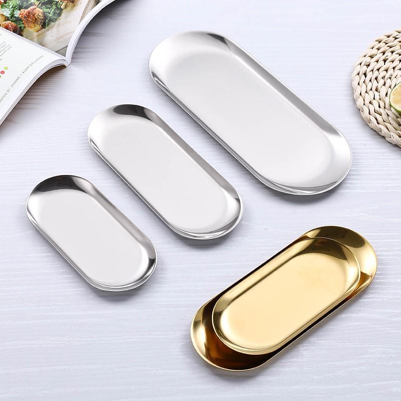 Metal Trays Ins Wind Stainless Steel Plates Small Sauces Towel Pan Han Style Cutlery Grill Tray Gold Trays-Taobao