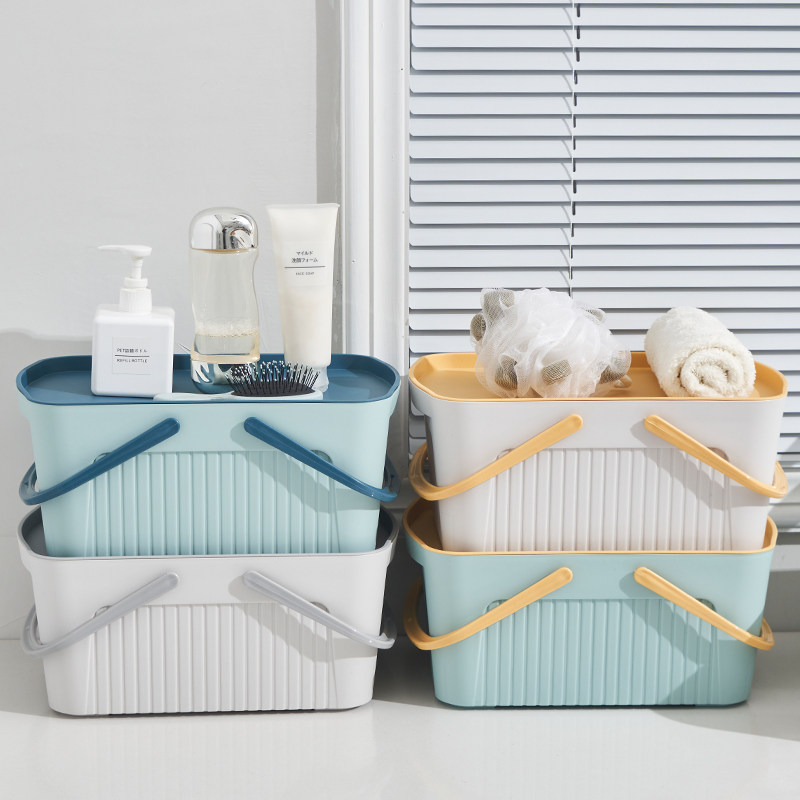 Bath Basket Carry-on Bathroom Female large number with cover bath containing basket Home Dirty Laundry Finishing Basket New-Taobao