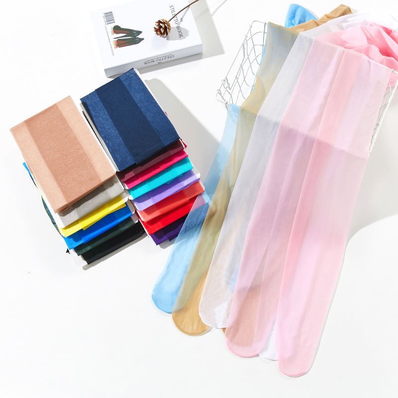 Purple Japanese-Style Gradient Crotchless Stockings, Sexy Colorful Pink Ultra-Thin Fully Transparent Invisible 0D Women's Anti-Snag Stockings