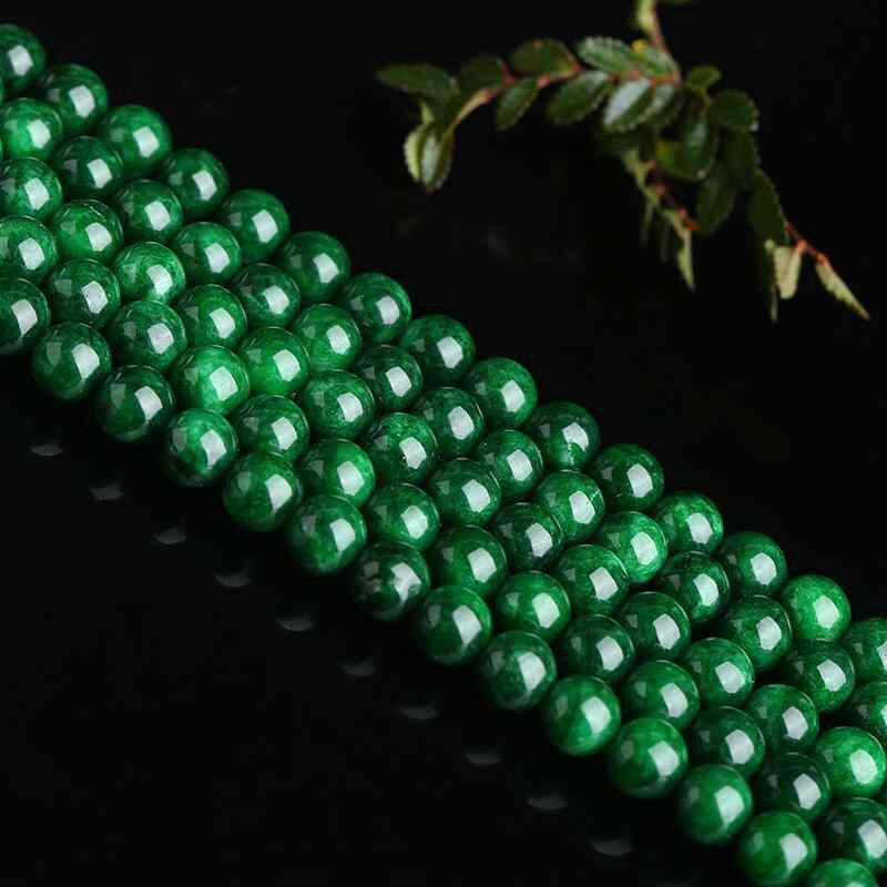 Emerald dry green iron dragon raw loose beads semi-finished DIY hand-beaded jasper single-bead woven hand necklace accessories