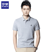 Romon mens short-sleeved T-shirt trendy casual business polo shirt summer new pure cotton lapel half-sleeved top for men