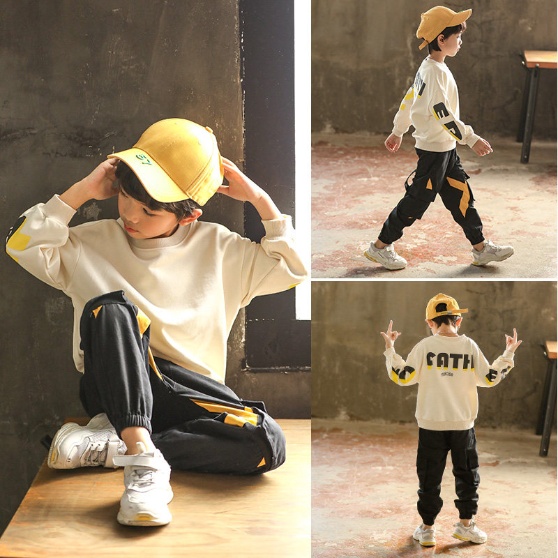 Children's boy Spring-autumn season sweatshirt suit 2022 new big boy boy handsome for trendy sports children's fashion trends